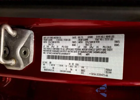 2014 Ford Escape Se z USA, uszkodzony, nr VIN 1FMCU9G97EUA98417